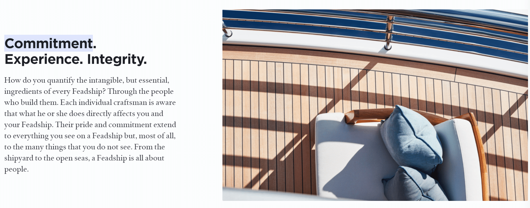 Beeld van de Feadship website passend bij het merkarchetype Lover