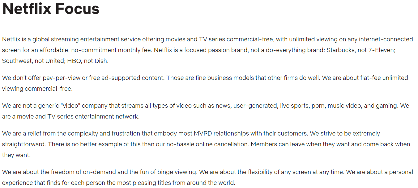 netflix positionering focus