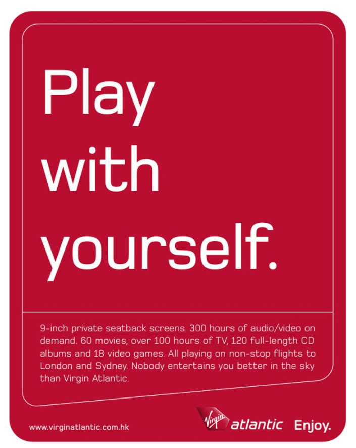 Outlaw merk archetype: gewaagde reclame van Virgin Atlantic.